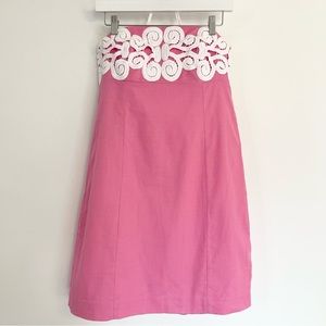 Lilly Pulitzer Pink Strapless Dress with White Lace